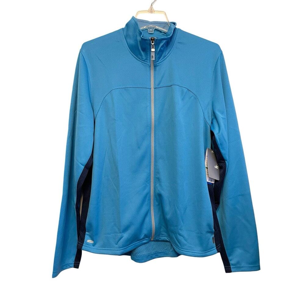 Alo Coolfit Performance Full Zip Jacket Men Size Small Blue Anti-Microbial NWT